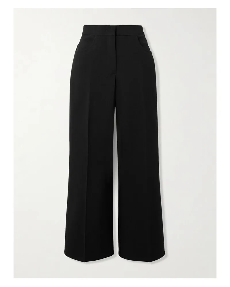 Jil Sander Verkürzte Schlaghose Aus Woll-crêpe - Schwarz Schwarz