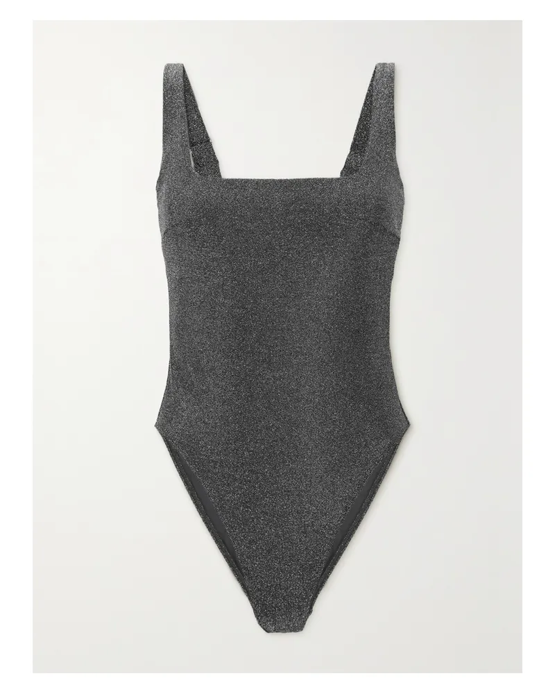 Form and Fold D-g The Square Badeanzug In Metallic-optik - Silber Silber