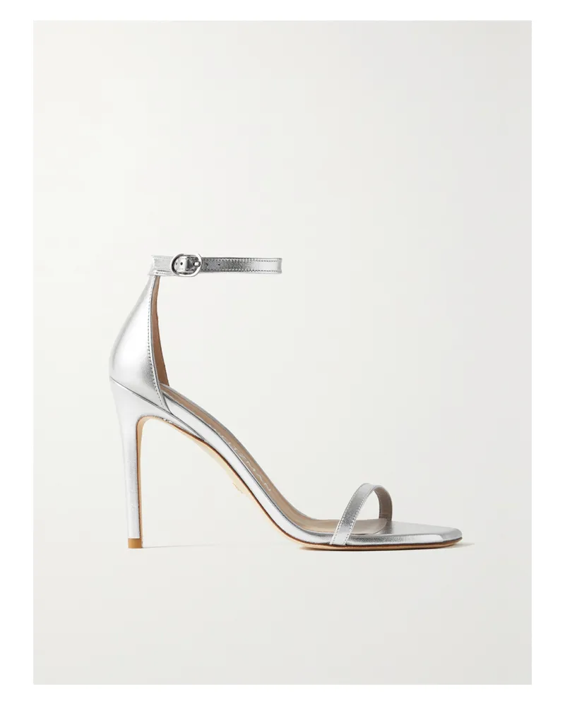 Stuart Weitzman Nudistcurve Sandalen Aus Metallic-leder - Silber Silber