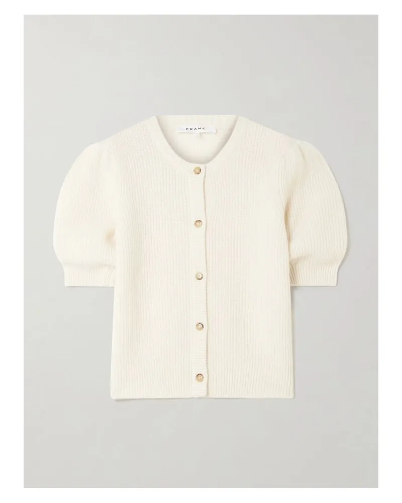 Frame Denim Cardigan Aus Einer Gerippten Woll-kaschmirmischung - Creme Creme