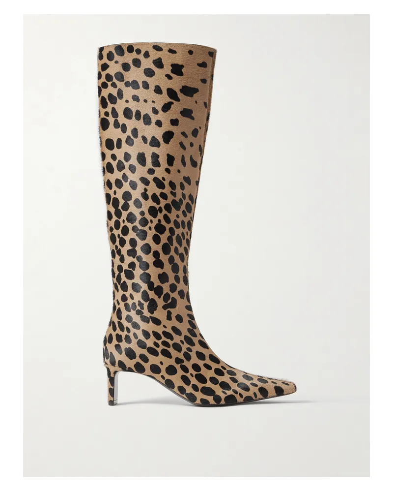 KHAITE Ona Leopard-print Calf Hair Knee Boots - Animal print Animal