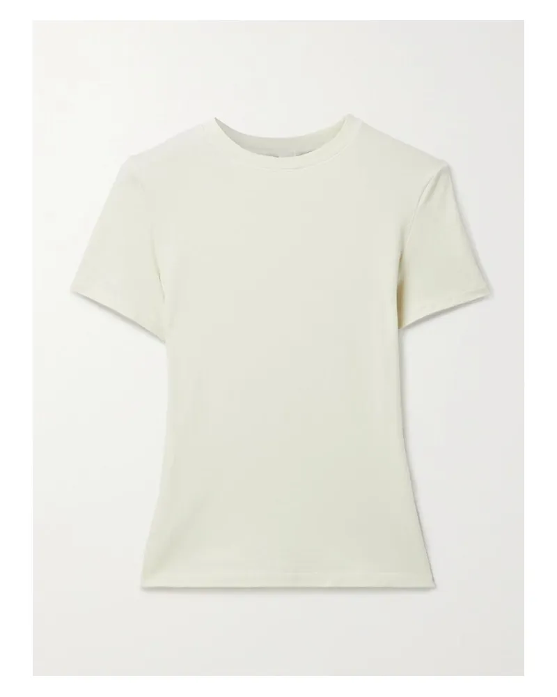 SKIMS Cotton Jersey T-shirt – Bone – T-shirt Aus Stretch-baumwoll-jersey - Wollweiß Wollweiß