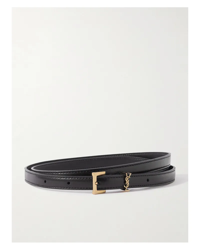 Saint Laurent Cassandre Leather Belt - Black Black