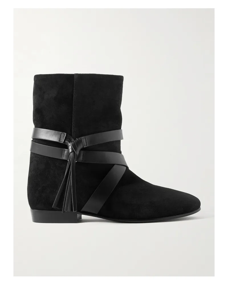 Isabel Marant Rejen Ankle Boots Aus Veloursleder Mit Lederbesätzen - Schwarz Schwarz