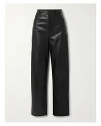 WARDROBE.NYC Hose mit Weitem Bein aus Leder Schwarz