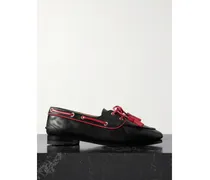 Pavlin Embellished Leather Boat Shoes - Black