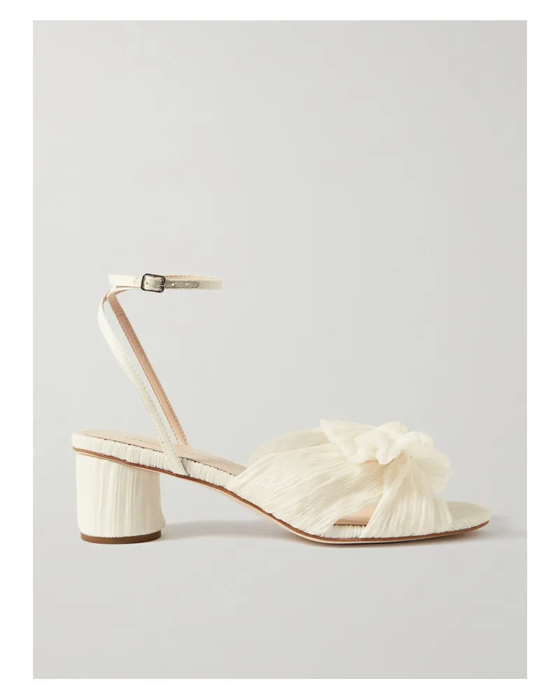 Loeffler Randall Dahlia Faux Leather-trimmed Plissé-organza Sandals - White White