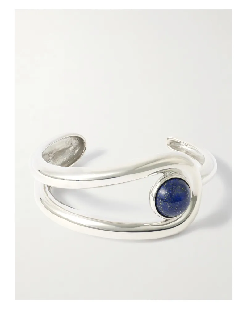 AGMES Becky Recycled Sterling Silver Lapis Lazuli Cuff Silver