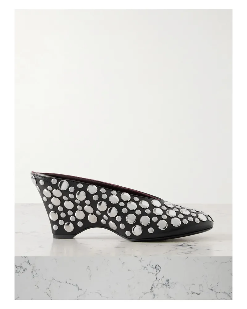 KHAITE Cloak Studded Leather Mules - Black Black
