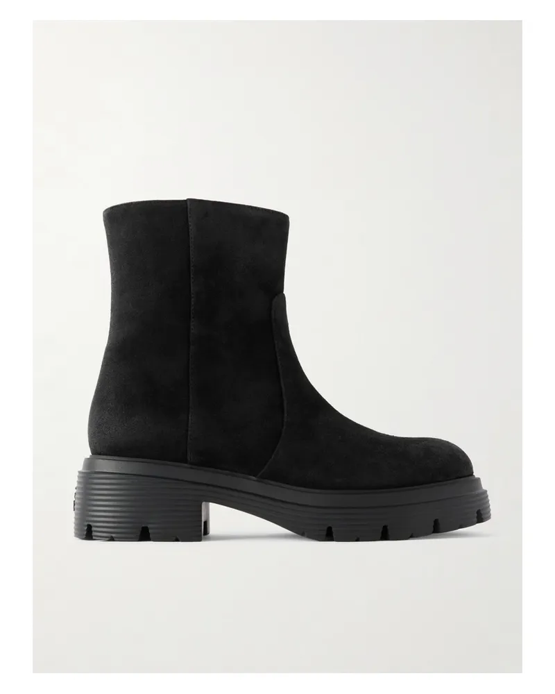 Stuart Weitzman Hudson Lite Ankle Boots Aus Veloursleder - Schwarz Schwarz