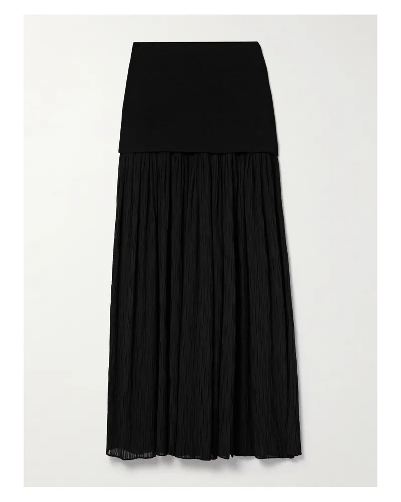 Proenza Schouler Paige Maxirock Aus Plissiertem Krepon Und Stretch-strick - Schwarz Schwarz