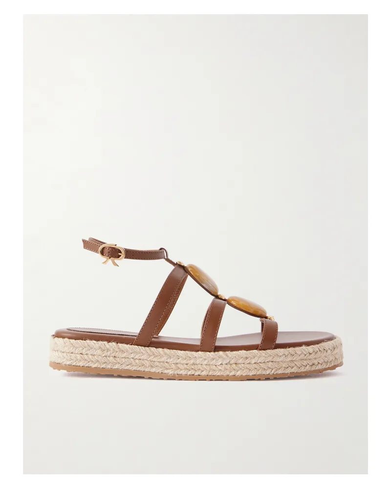 Gianvito Rossi Embellished Leather Platform Sandals - Brown Brown