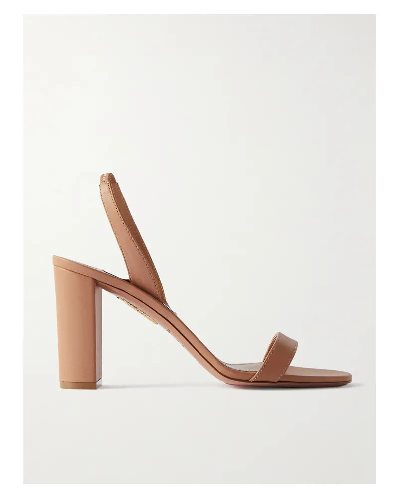 Aquazzura So Nude 85 Leather Slingback Sandals - Neutrals Neutrals