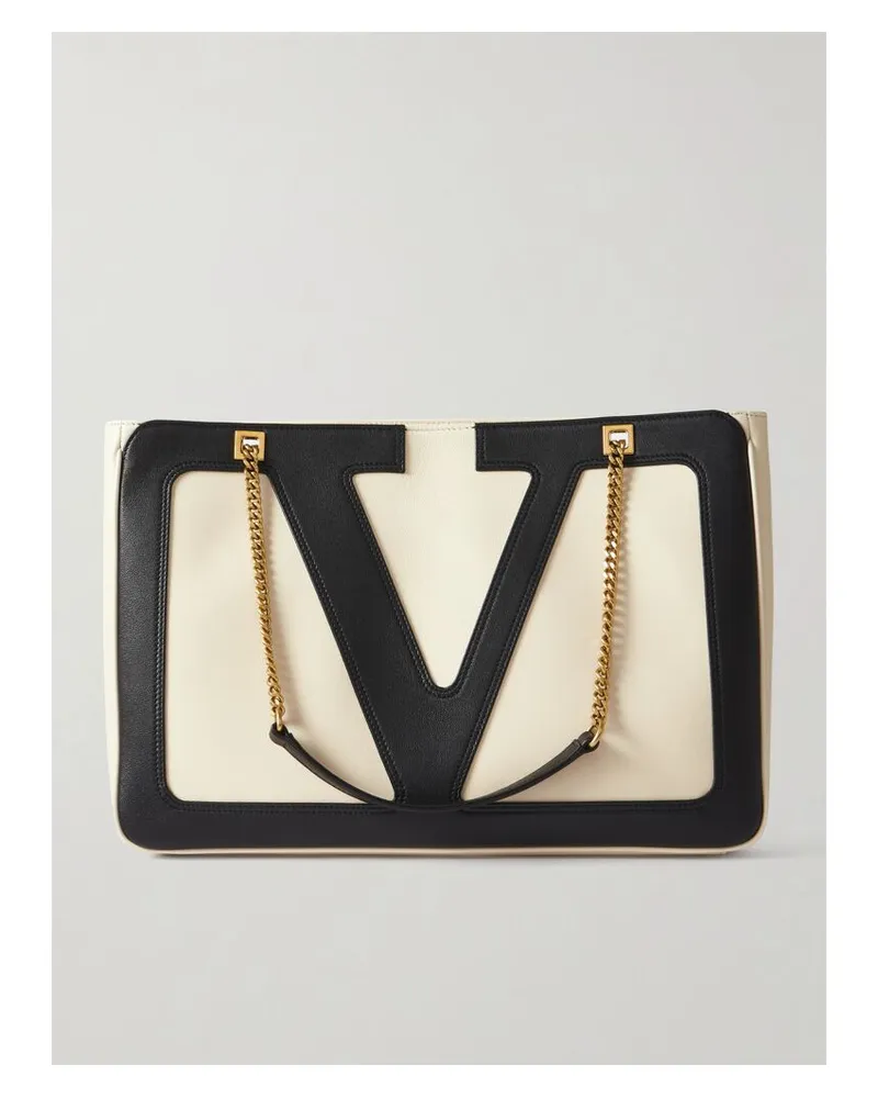 Valentino Garavani Viva Superstar Mittelgroße, Zweifarbige Schultertasche Aus Leder - Wollweiß Wollweiß