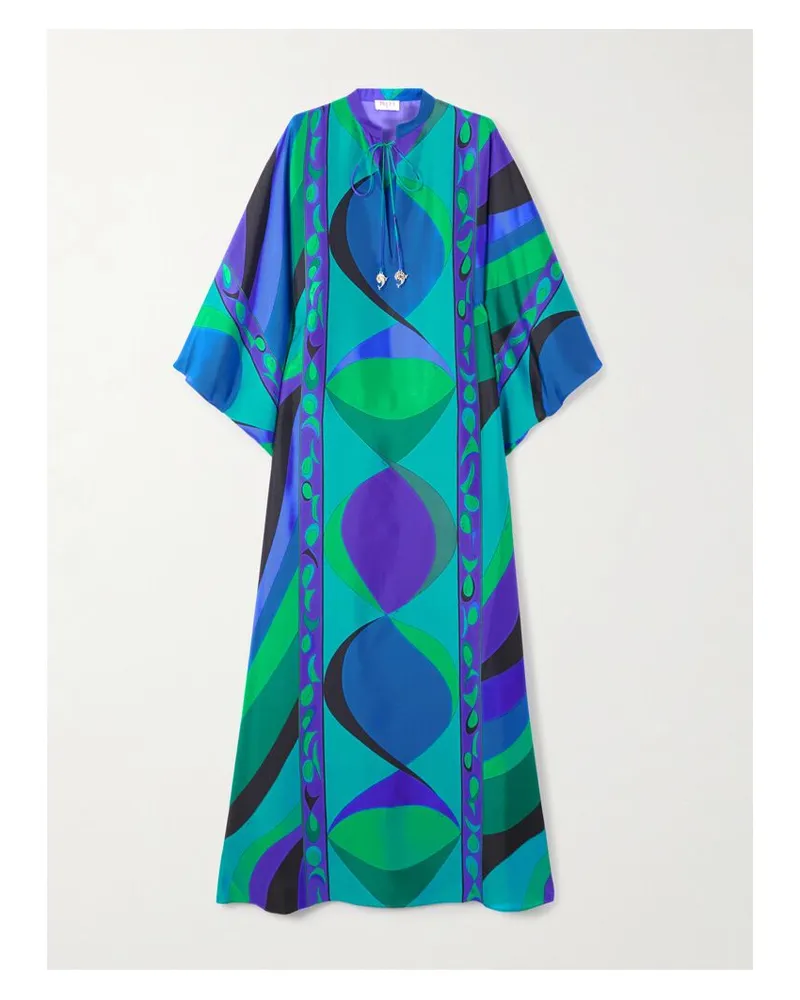 Emilio Pucci Bedruckter Kaftan Aus Seiden-twill Mit Verzierungen - Blau Blau