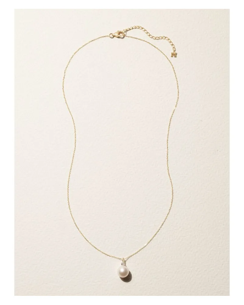 MATEO Kette Aus 14 Karat Gold Mit Perle Und Diamant Gold