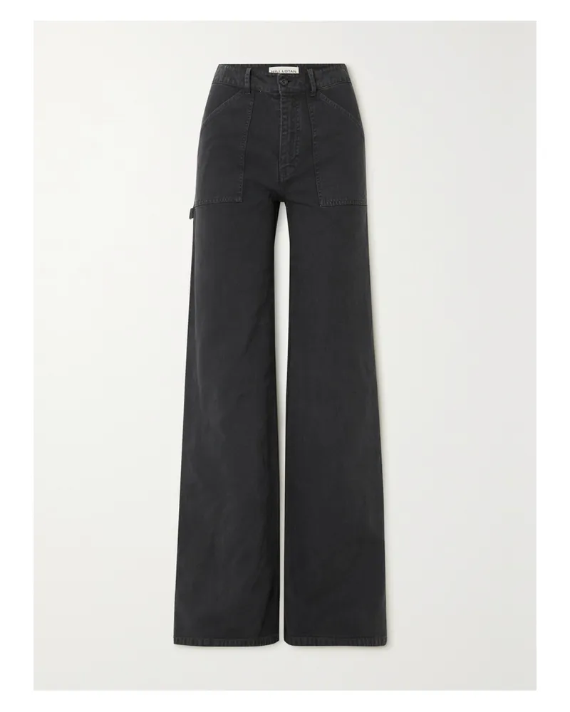 Nili Lotan Quentin Hose Mit Weitem Bein Aus Baumwoll-twill - Schwarz Schwarz