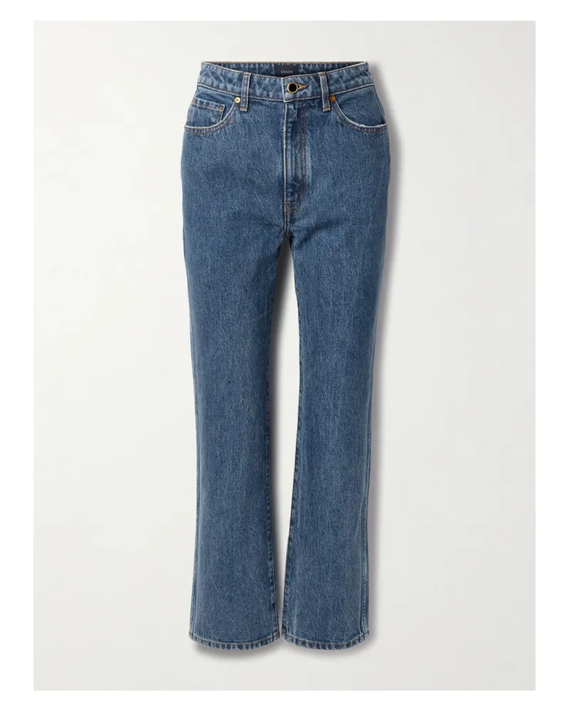 KHAITE Abigail Cropped High-rise Straight-leg Jeans - Blue Blue