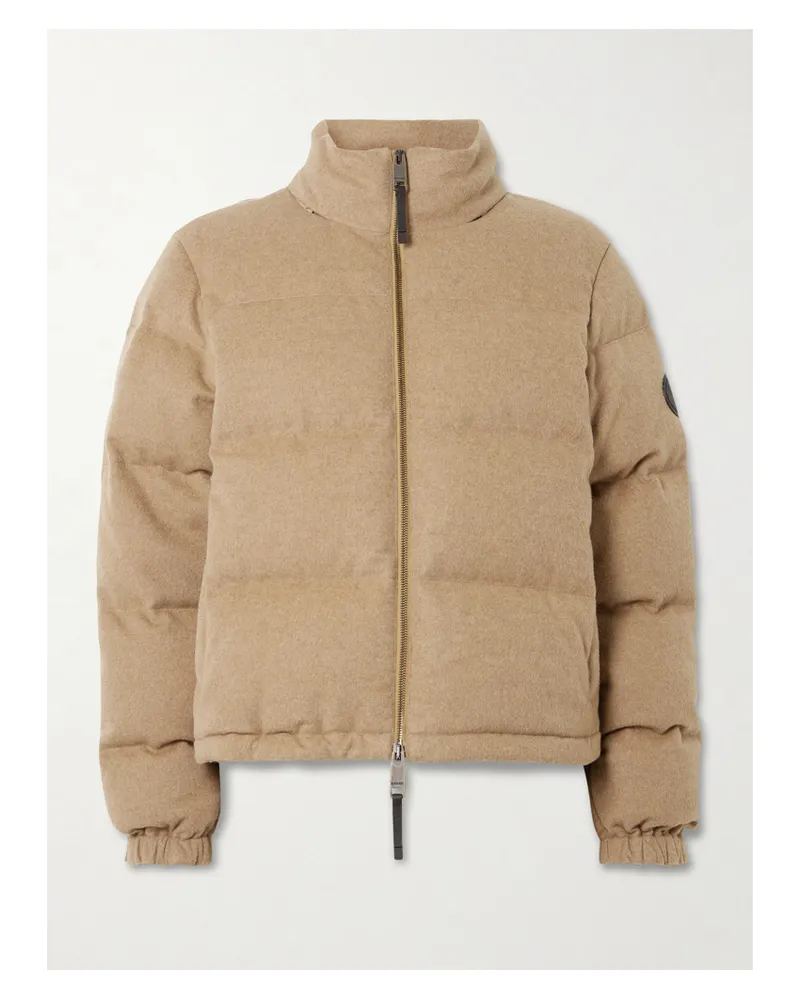 Burberry Wattierte Daunenjacke Aus Gebürstetem Kaschmir Mit Applikation - Neutral Neutral