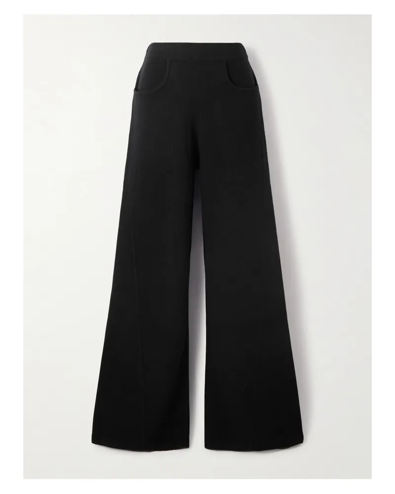 ALLUDE Wool And Cashmere-blend Wide-leg Pants - Black Black