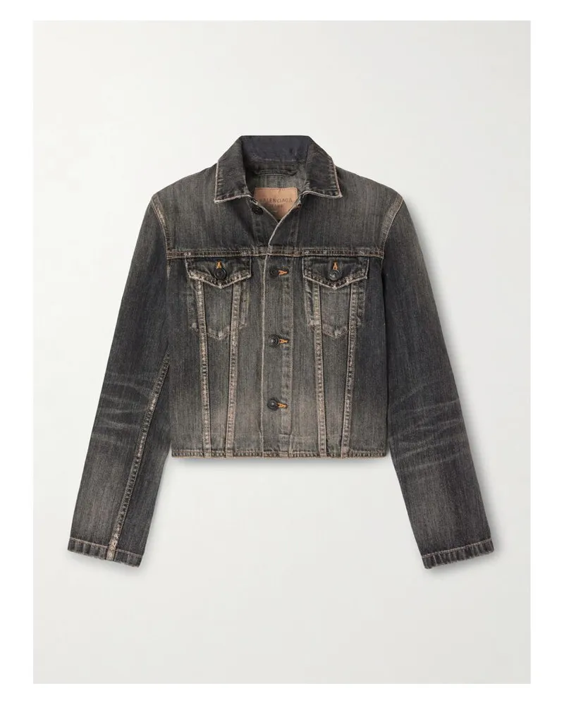 Balenciaga Jeansjacke Mit Schnürung Aus Satin - Grau Grau