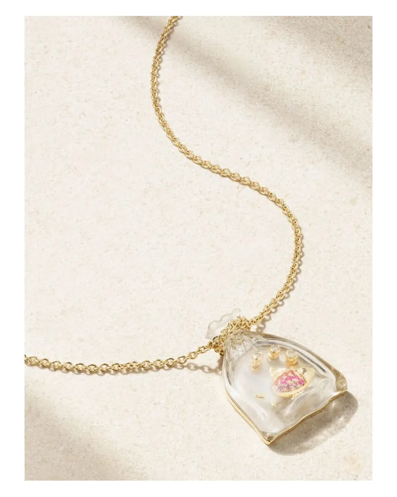 Yvonne Léon Poisson Rouge Kette Aus 9 Karat Gold Mit Mehreren Steinen Gold