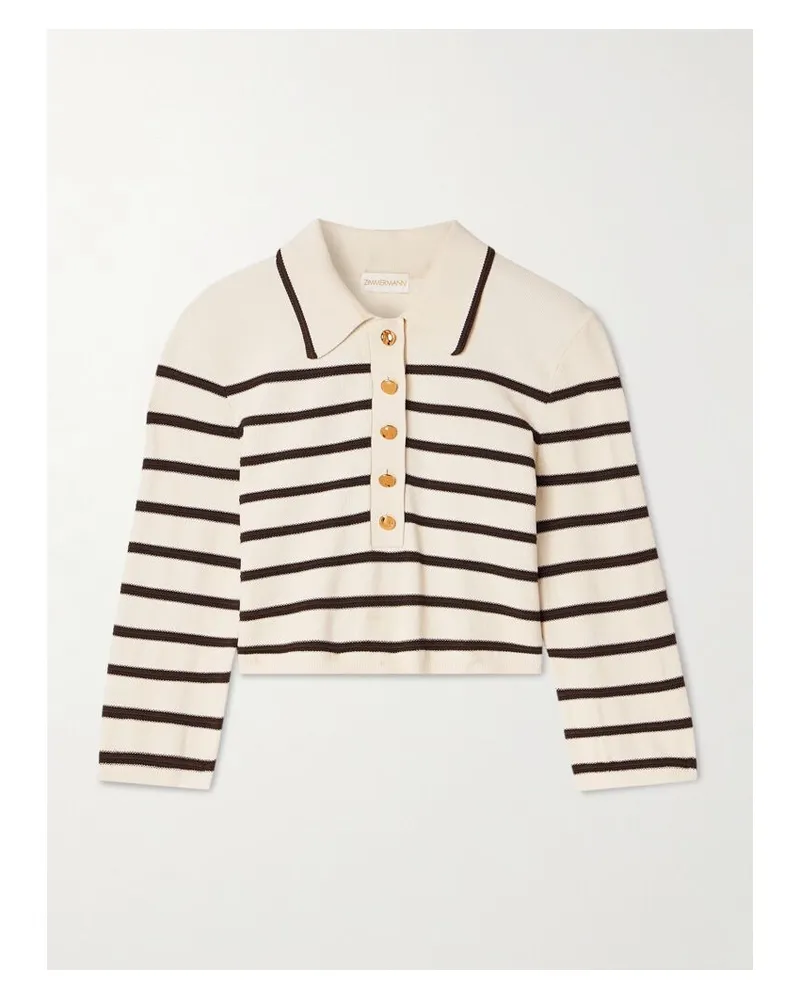 Zimmermann Illuminate Verkürzter Pullover Aus Strick Mit Streifen - Creme Creme