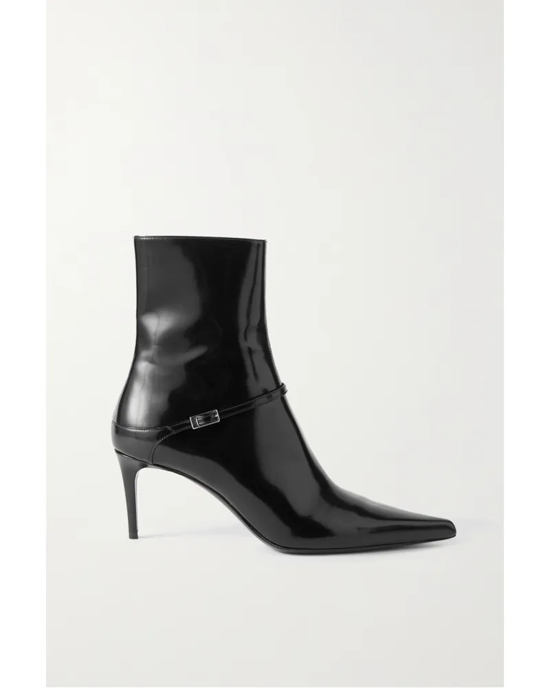 Saint Laurent Vendome Ankle Boots aus Glanzleder Schwarz