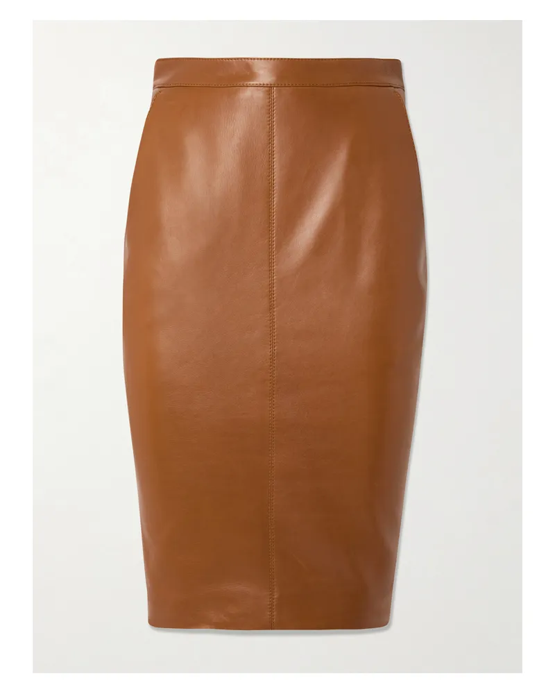 Saint Laurent Leather Skirt - Brown Brown