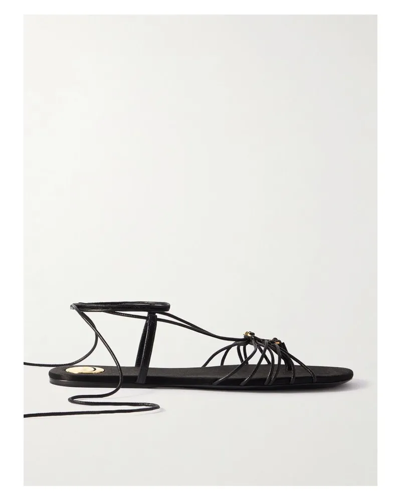 Saint Laurent Babylone Sandalen Aus Leder Mit Logodetail - Schwarz Schwarz