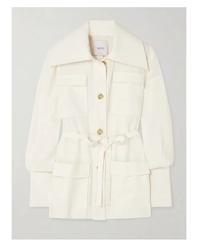 Patou Jacke Aus Twill Aus Einer Wollmischung Mit Bindegürtel - Elfenbein Elfenbein
