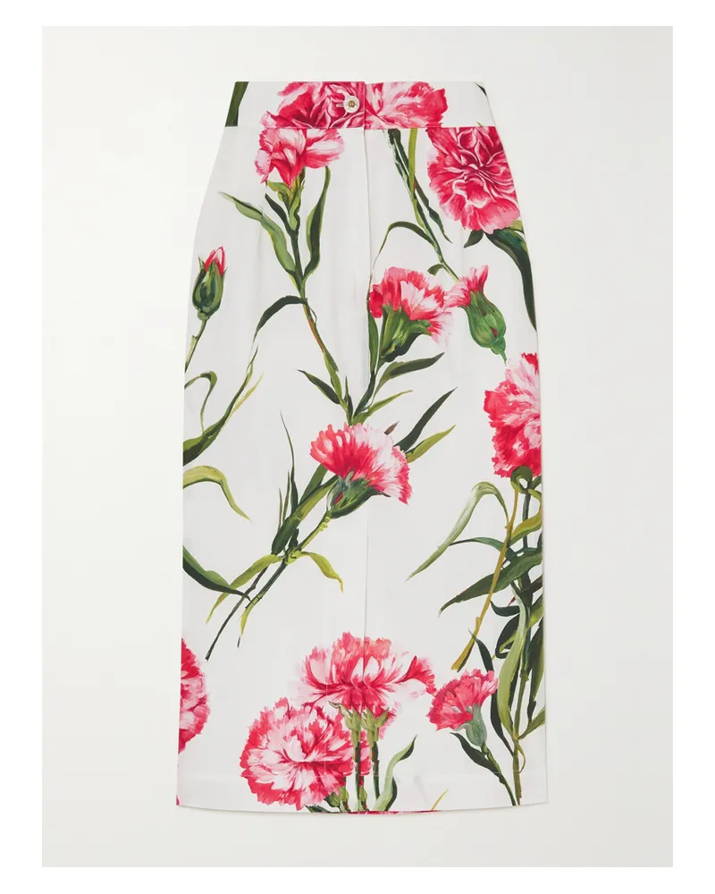 Dolce & Gabbana Midirock Aus Popeline Aus Einer Baumwollmischung Mit Blumenprint - Pink Pink