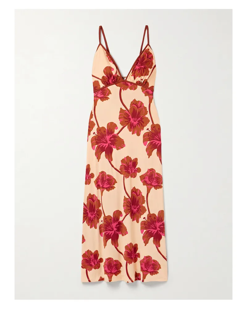 Johanna Ortiz Sendero De Astromelias Maxikleid Aus Satin Mit Blumenprint - Ecru Ecru