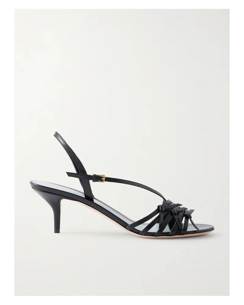 Valentino Garavani Vg Nodine 55 Bow-detailed Leather Slingback Sandals - Black Black