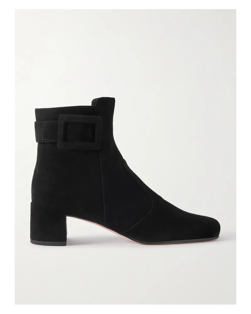 Roger Vivier Très Vivier Polly 45 Ankle Boots Aus Veloursleder Mit Schnalle - Schwarz Schwarz