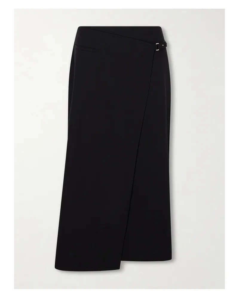 St. Agni Wool Midi Wrap Skirt - Black Black