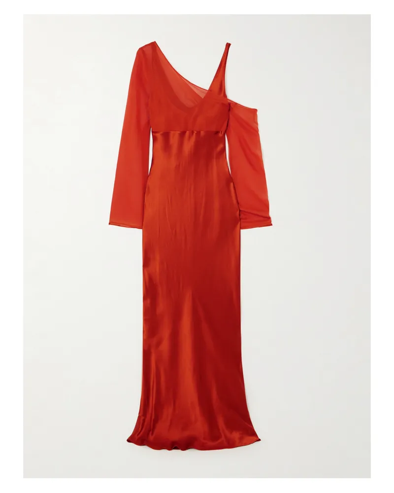 BEARE PARK Mehrlagiges Maxikleid Aus Seidensatin Und Georgette - Orange Orange