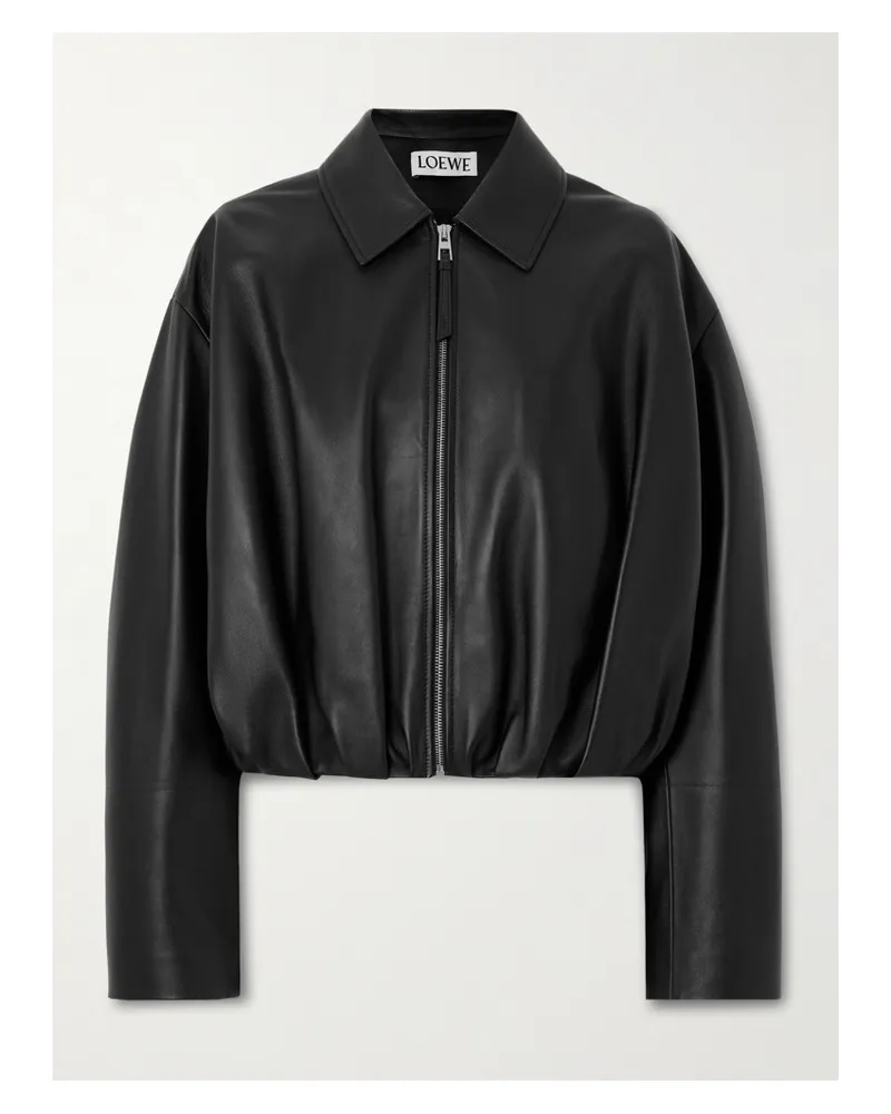 Loewe Gathered Leather Jacket - Black Black
