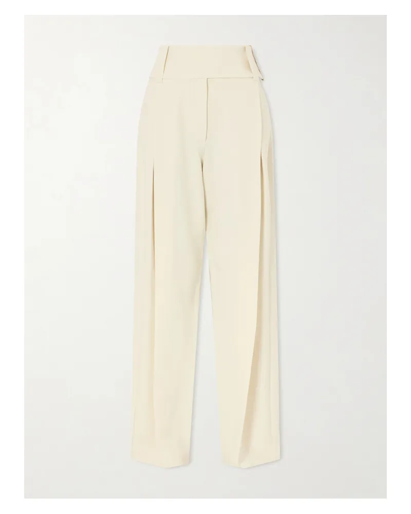 SPORTMAX Soblo Pleated Woven Wide-leg Pants - Neutrals Neutrals