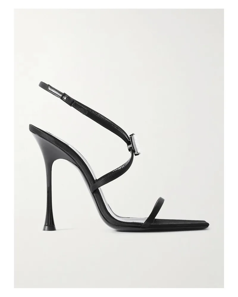 Saint Laurent Harlow Sandalen Aus Satin Mit Kristall - Schwarz Schwarz