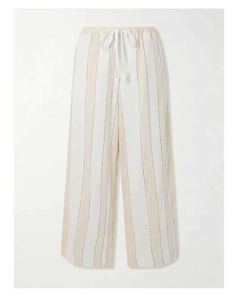 lemlem Desta Hose Mit Weitem Bein Aus Einer Gestreiften Baumwollmischung - Creme Creme