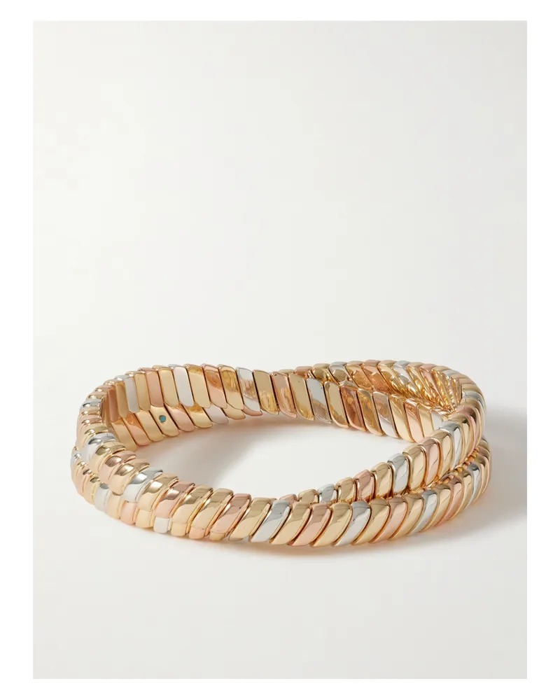 Roxanne Assoulin The Double Cobra Silver-, Gold- And Rose Gold-tone Bracelet - Multi Multi