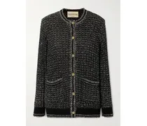 Sequin-embellished Metallic Cotton-blend Cardigan - Black