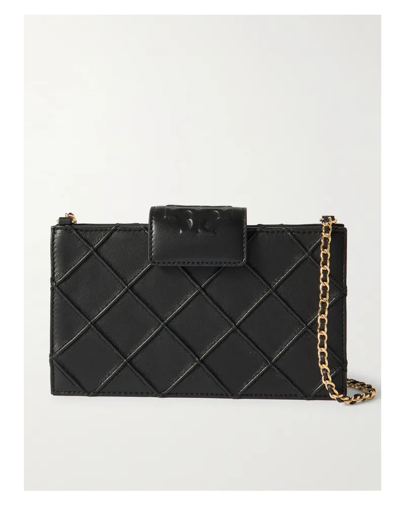 Tory Burch Fleming Mini Quilted Leather Shoulder Bag - Black Black