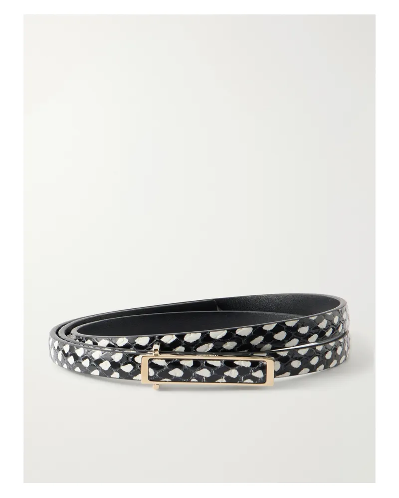 Tom Ford Snake-effect Leather Belt - Black Black