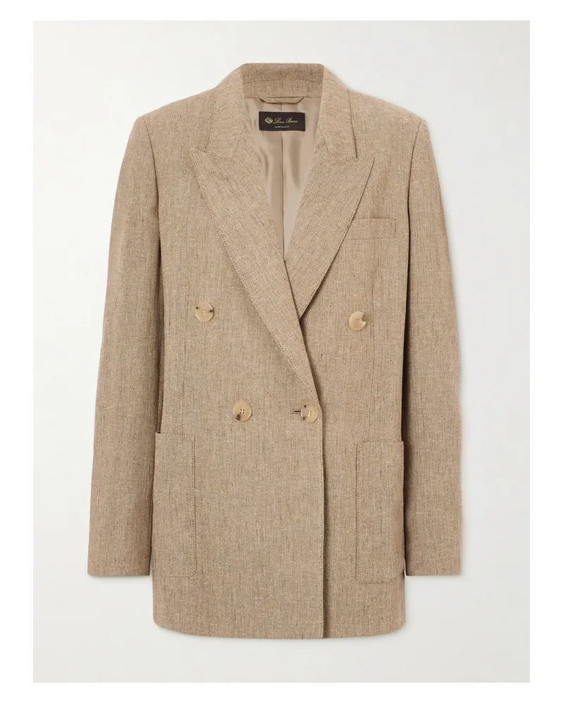 Loro Piana Double-breasted Linen Blazer - Brown Brown