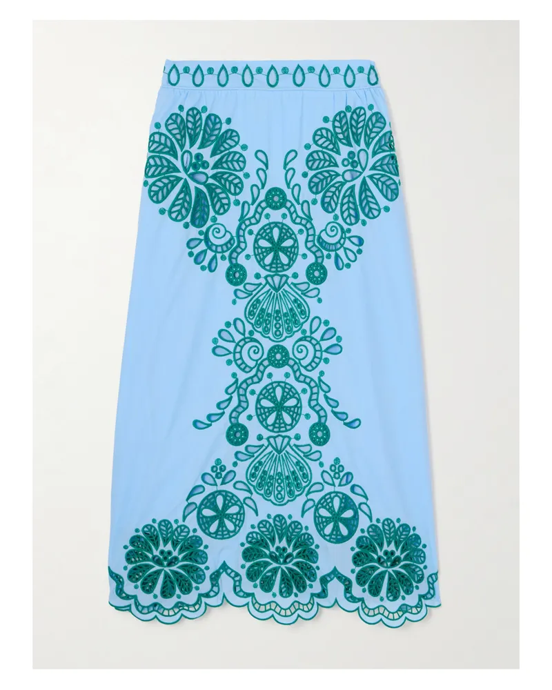 FARM Rio Midirock Aus Baumwollpopeline Mit Lochstickerei - Blau Blau