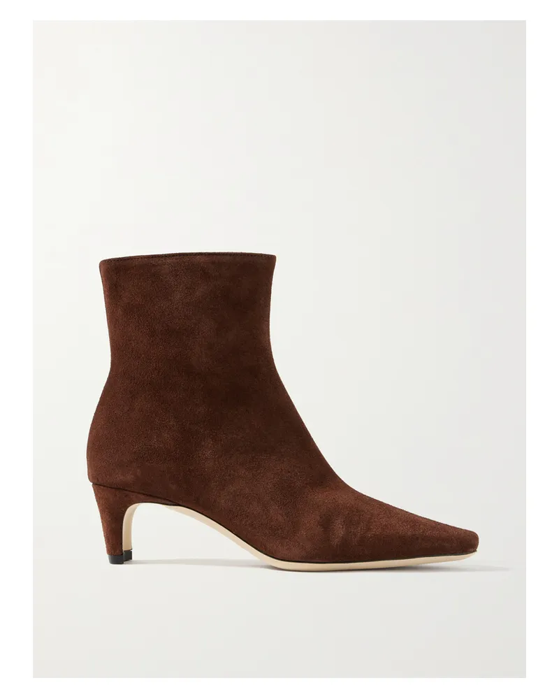 STAUD Wally Ankle Boots Aus Veloursleder - Braun Braun