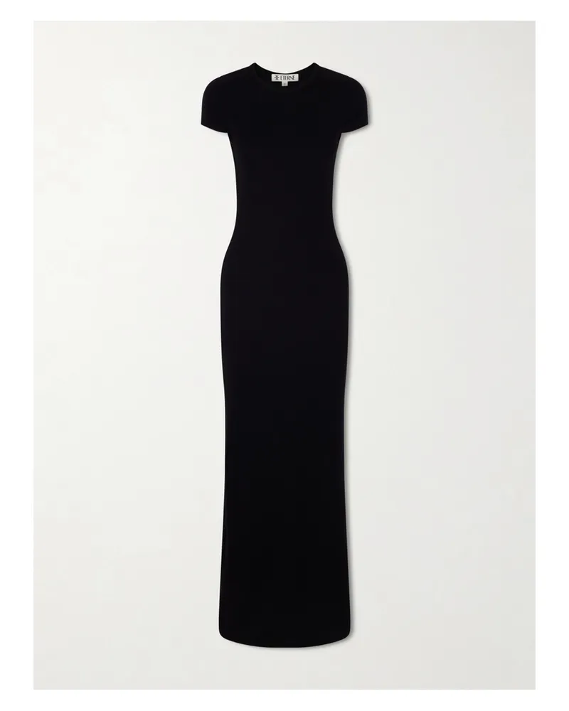 ÉTERNE Ribbed Jersey Maxi Dress - Black Black