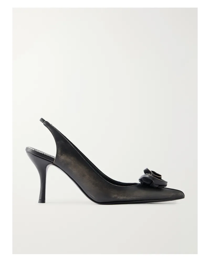 Magda Butrym Rose Leather Pumps - Black Black